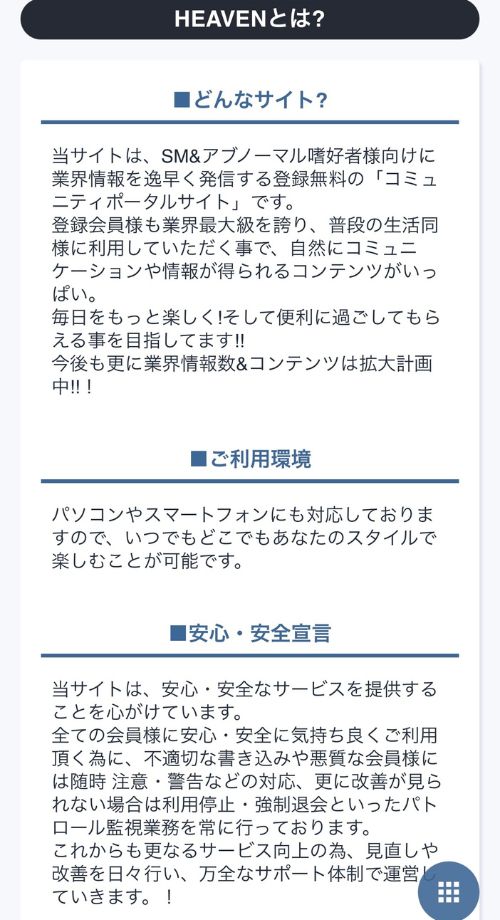 HEAVN(ヘブン)の概要・運営会社(表の直下)